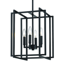 Golden 6070-4 BLK-BLK - Golden Lighting Tribeca 4-light Pendant in Matte Black